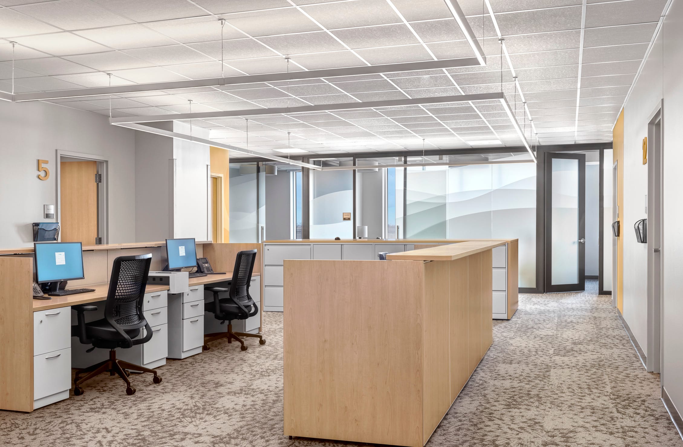 This image shows an administrative staff area in the Jacksonville Memorial Health facility, labeled as area